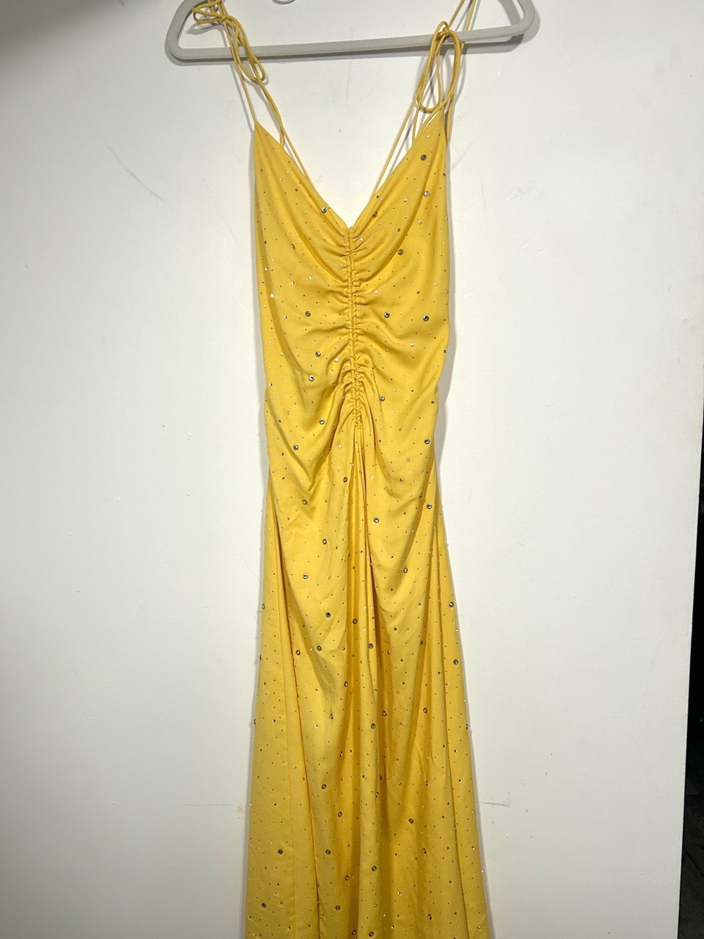 Sandro Crystal Embellished Ruched Crepe Midi Dress EU 36/US 4 - Picture 7 of 10
